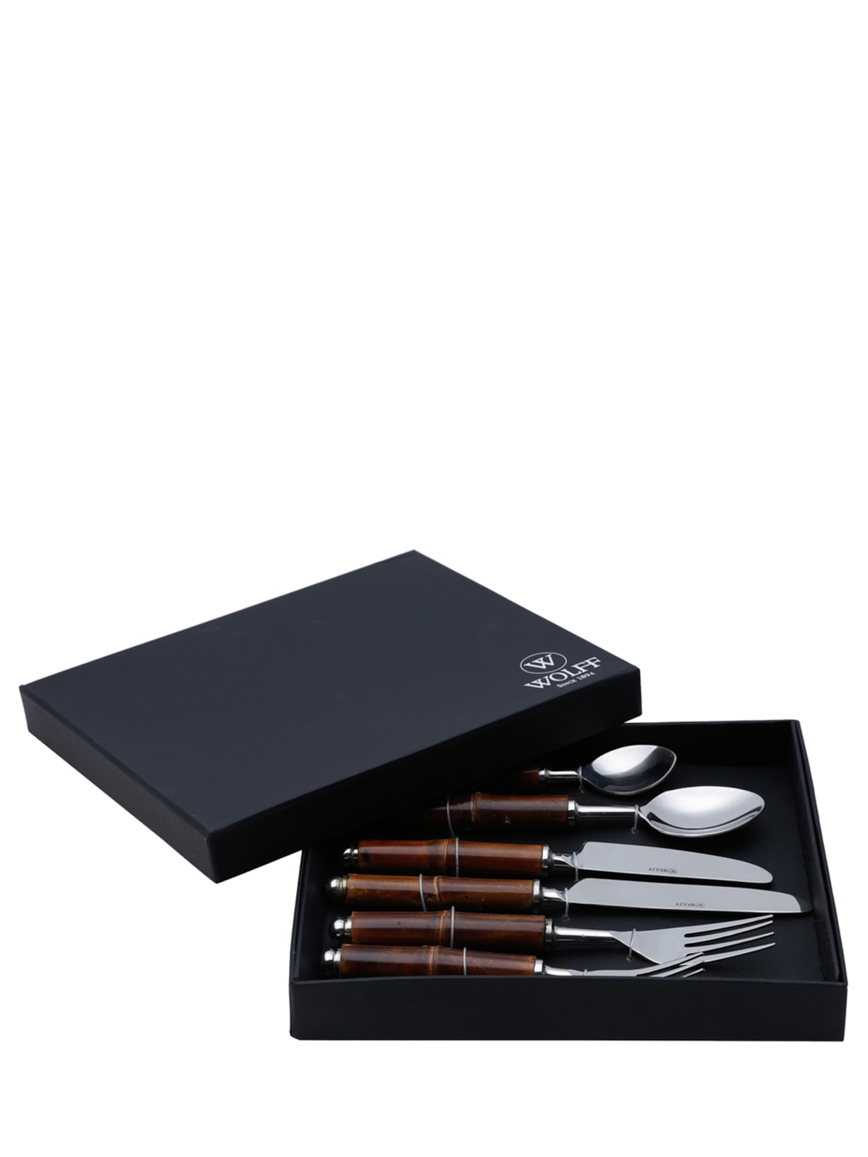 Set 6 Talheres De Mesa Com Cabo Em Bambu Prata Wolff