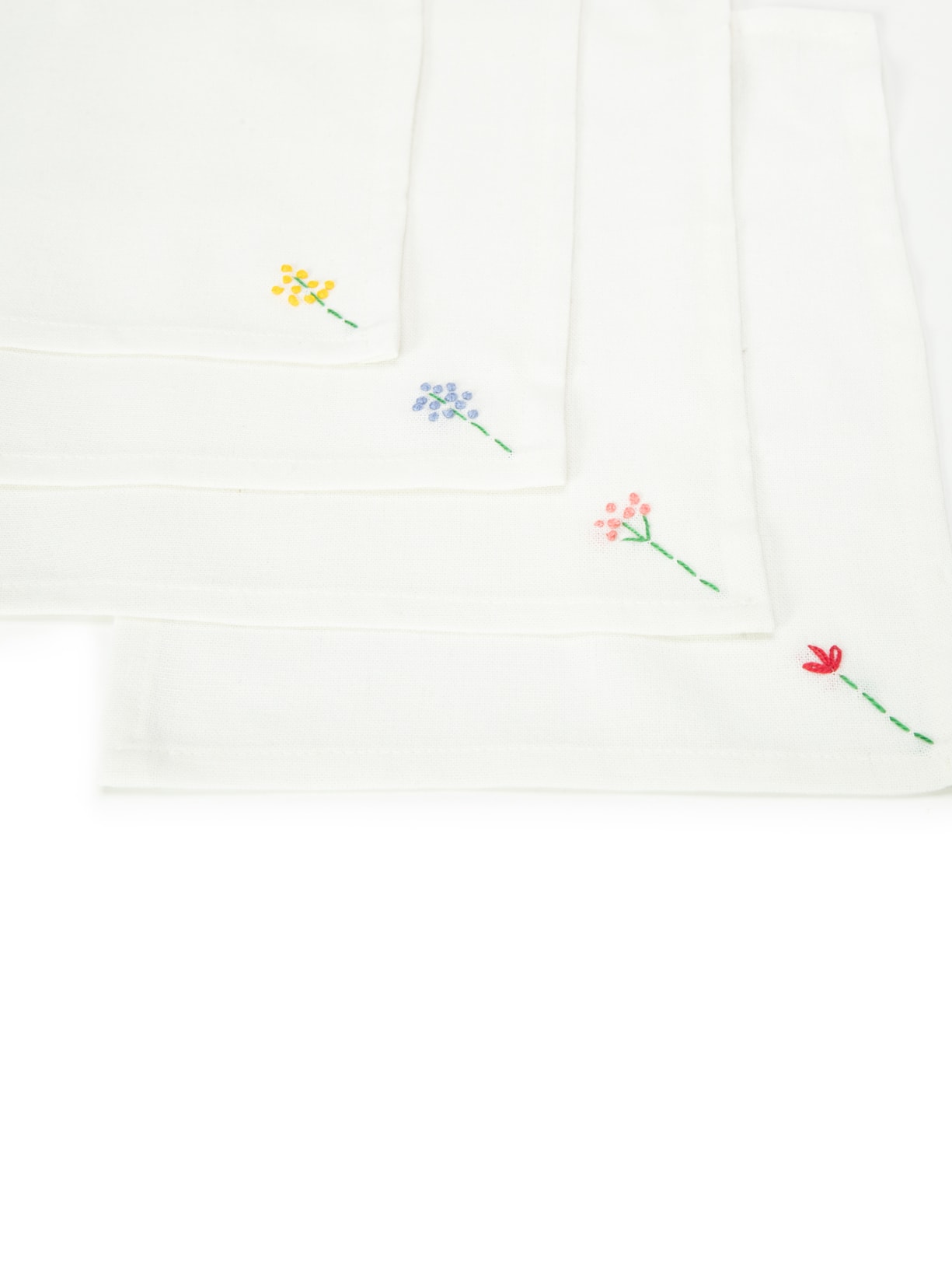 Set de 4 Guardanapos de Coquetel Flores - Off White