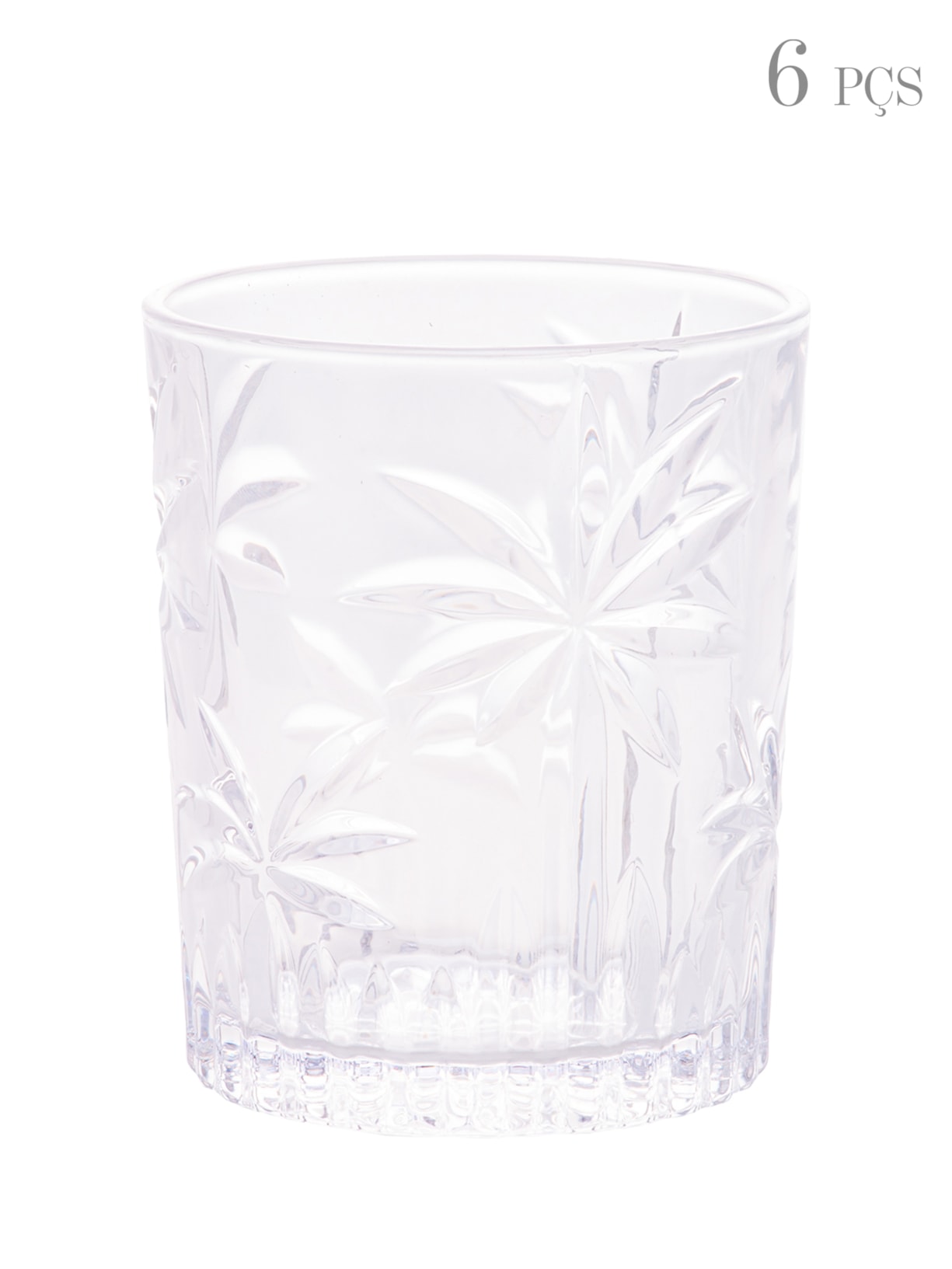 Set De 6 Copos Baixos Palm Tree 340 Ml Em Cristal