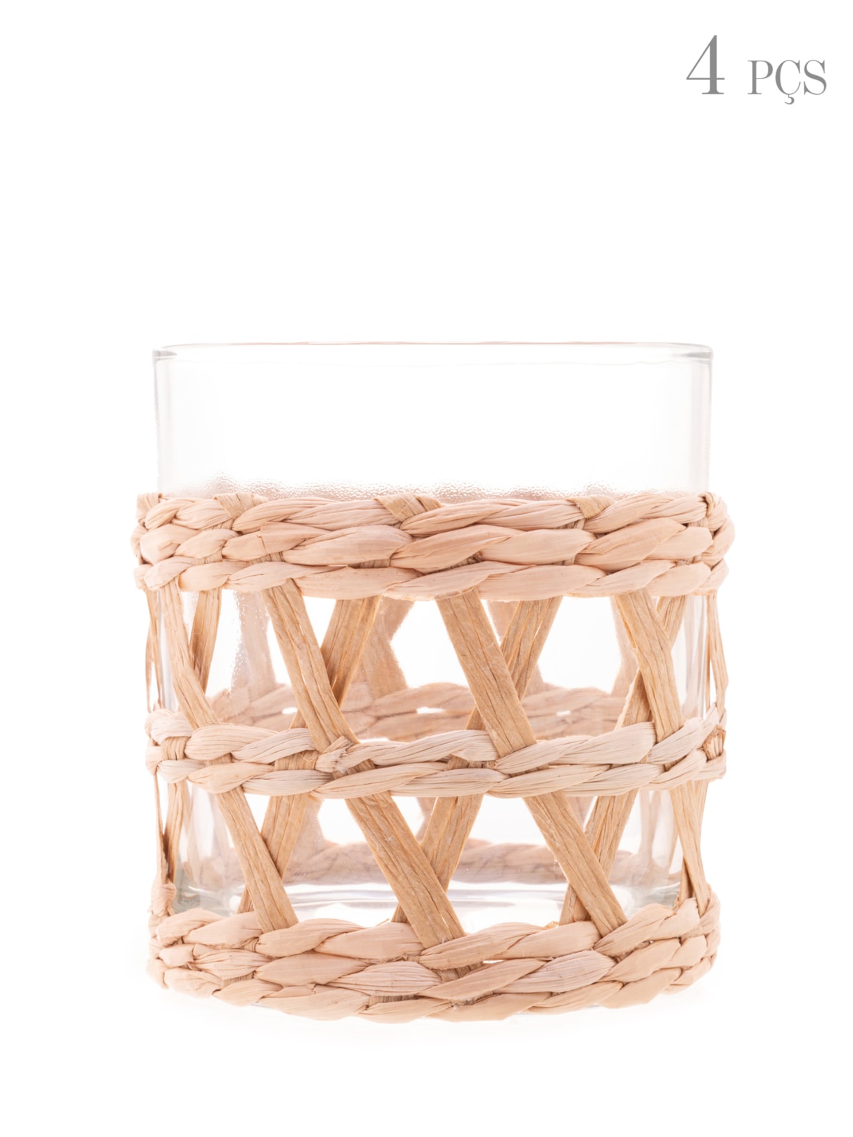 Set De Copos Baixos 320ml Em Sisal Bege Wolff