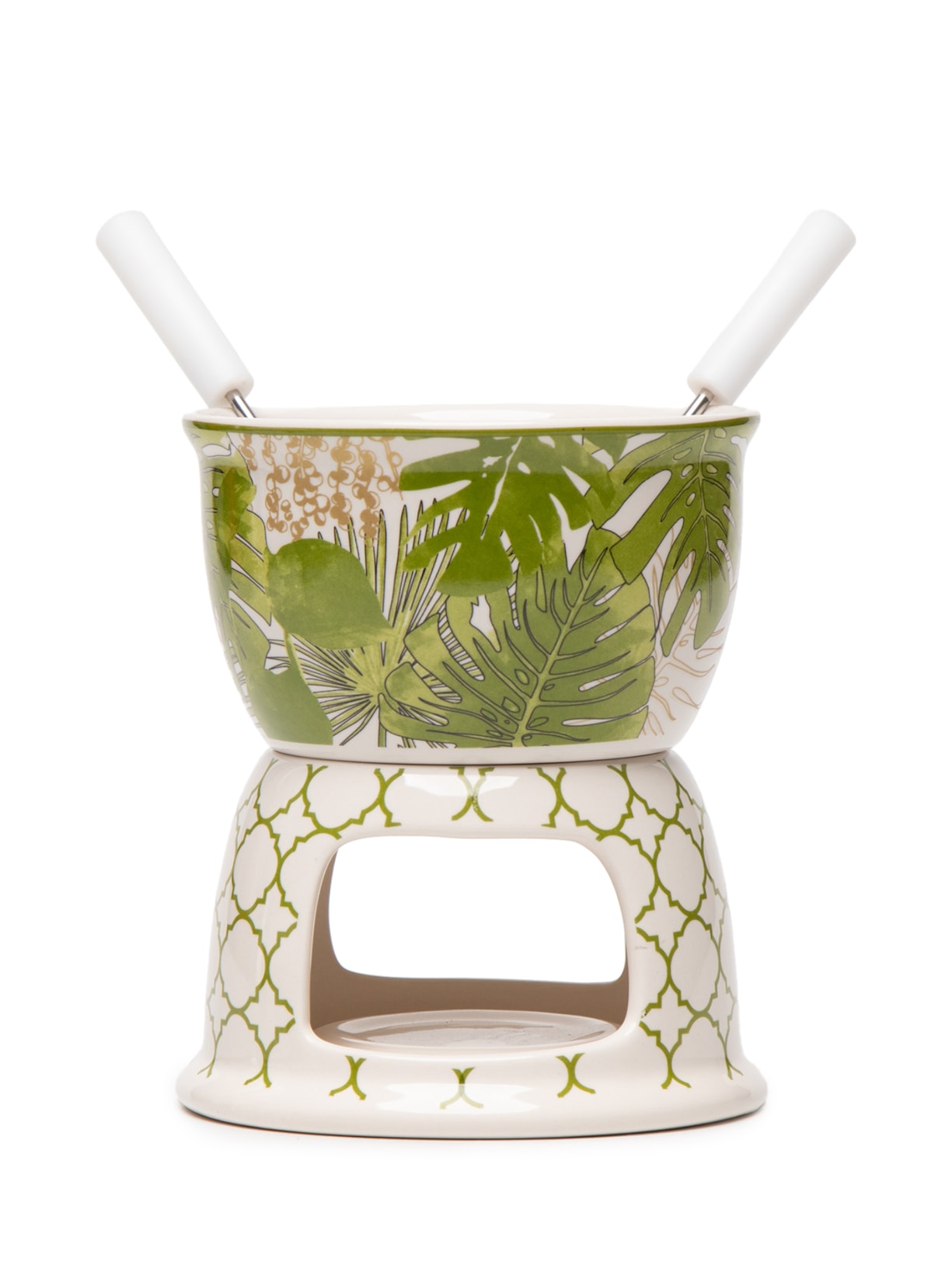Set De Fondue Flora Em Porcelana - Verde