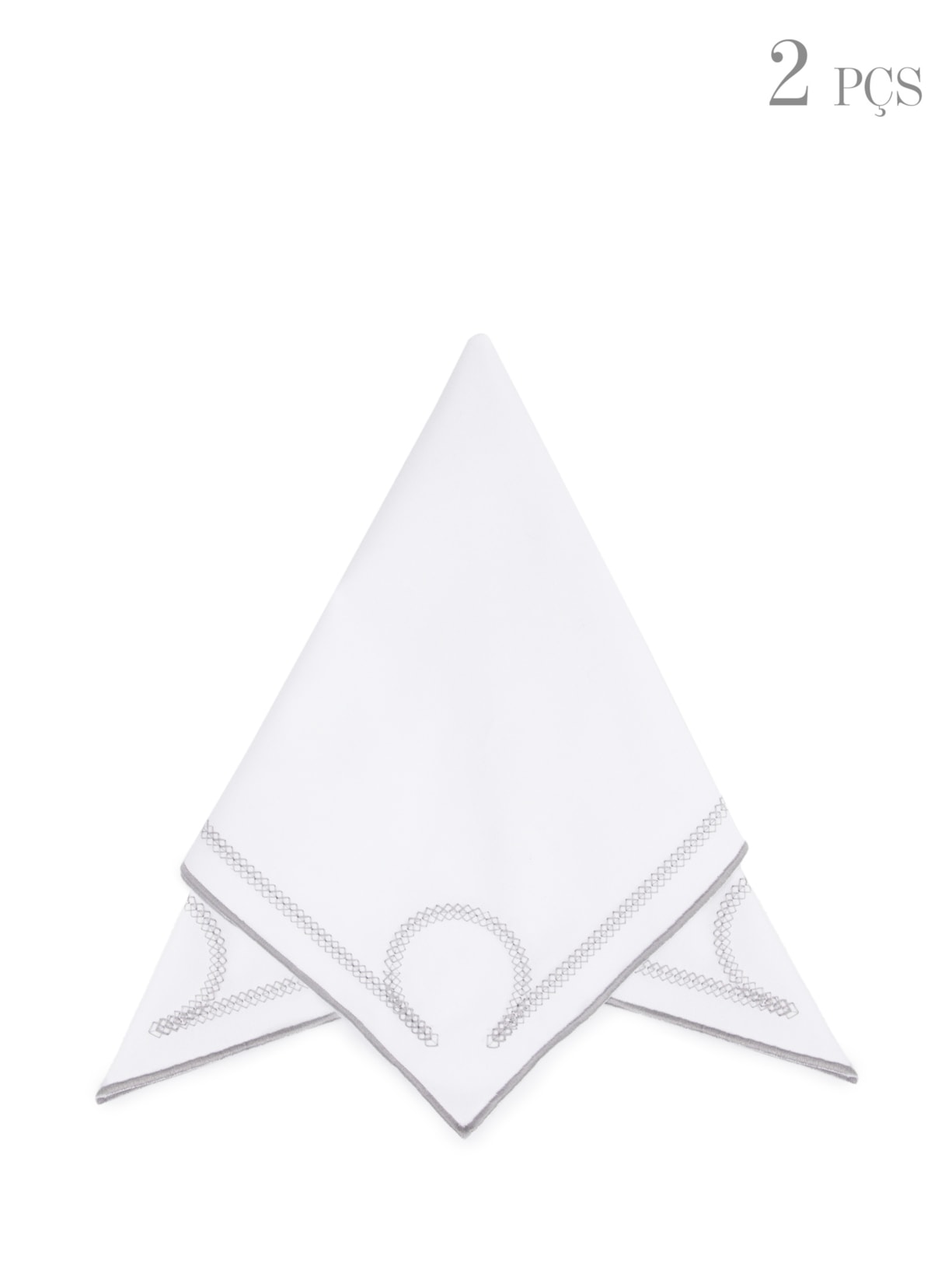 Set De Guardanapos Argola Bordado 2 Unidades - Cinza