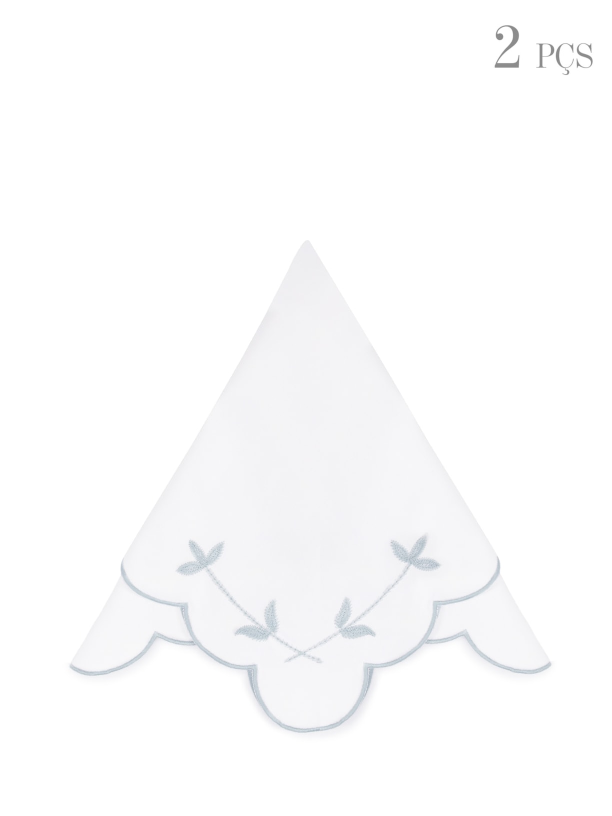 Set de Guardanapos Folinhas Bordado Acqua 2 Unidades - Azul