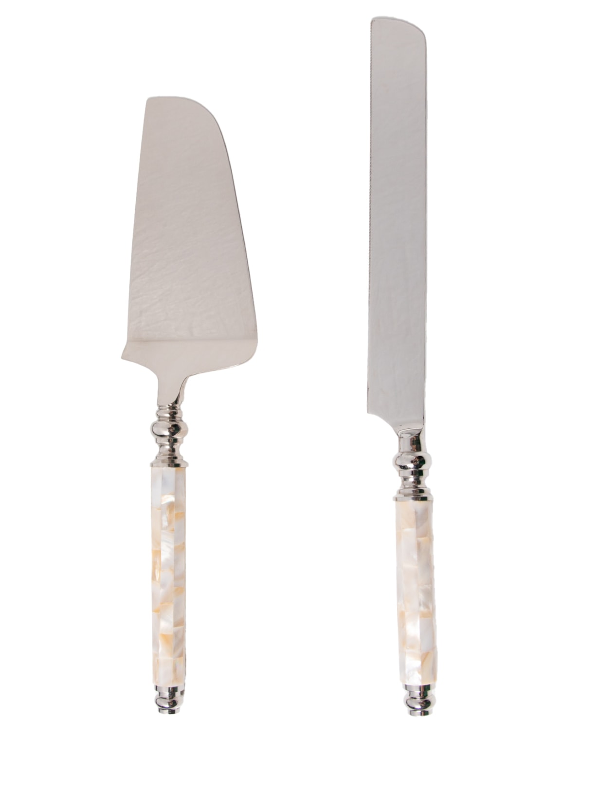 Set Faca E Espátula Em Madrepérola - Off White