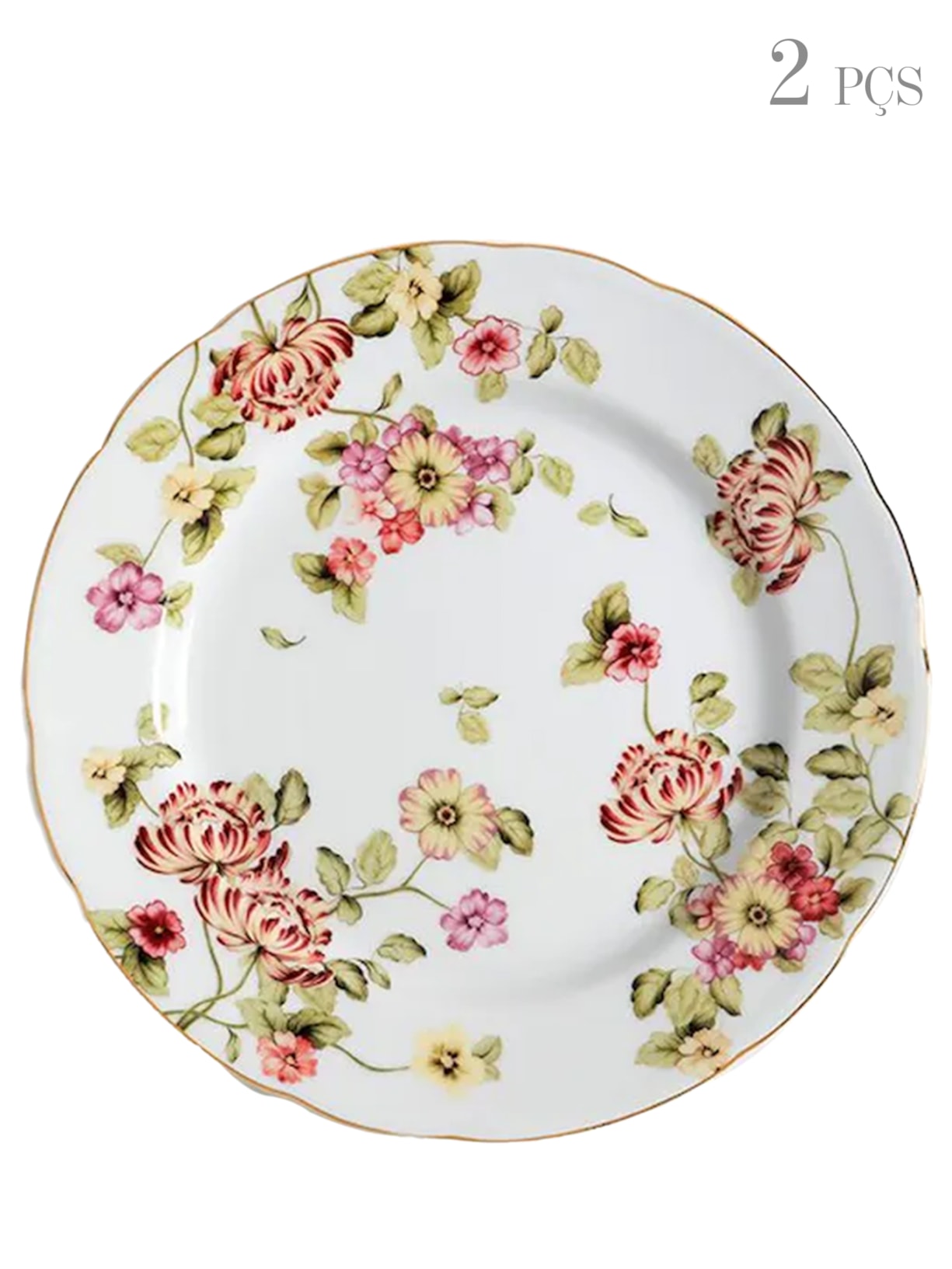 Set Prato Raso Flor do Ocidente 2 Peças - Branco