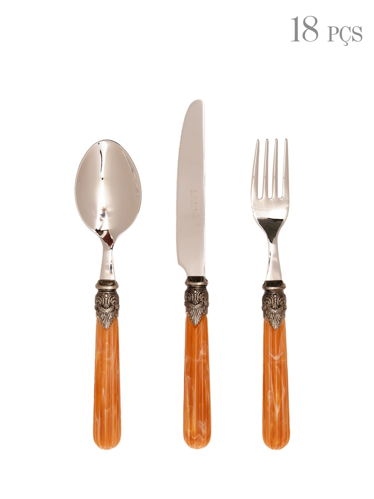 Set Talheres de Sobremesa Versailles Caramel 18 Peças - Marrom
