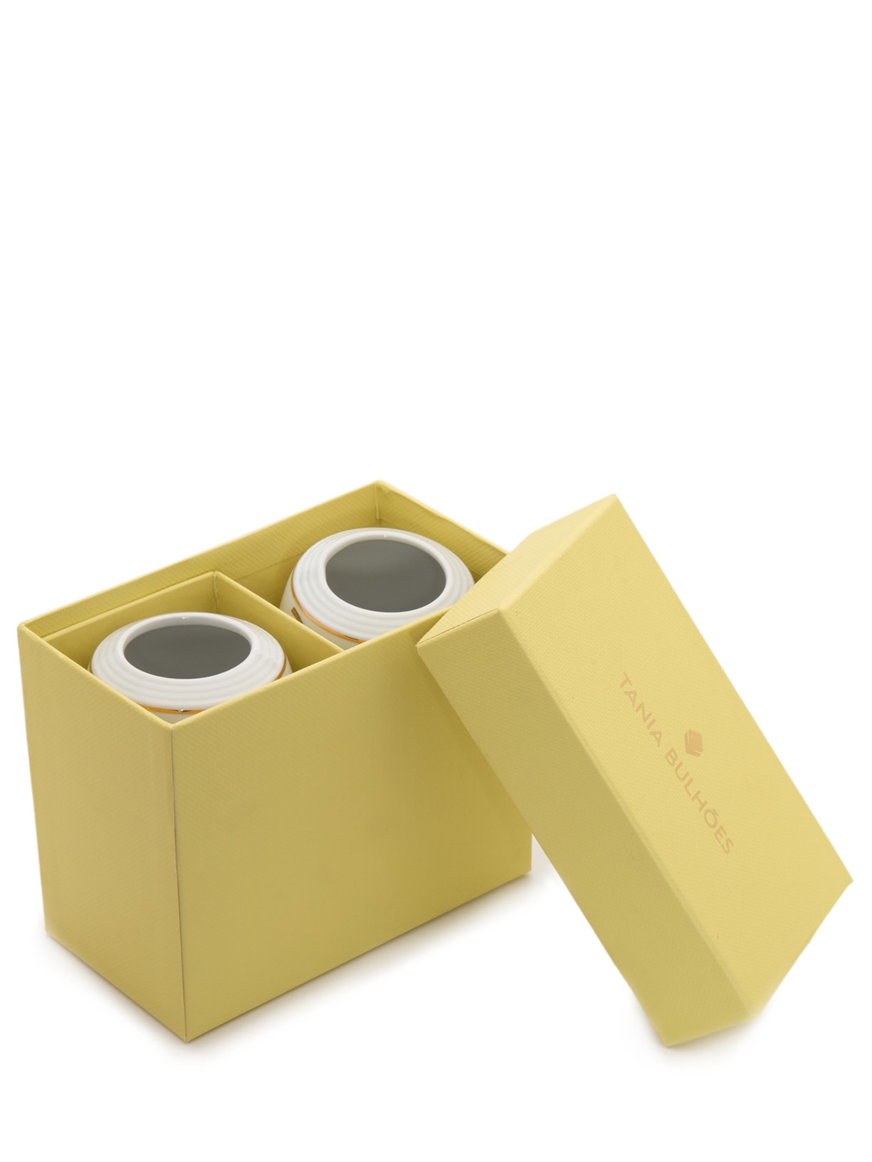 Set Vaso Campo Amarelo 2 Unid Branco Tania Bulhões