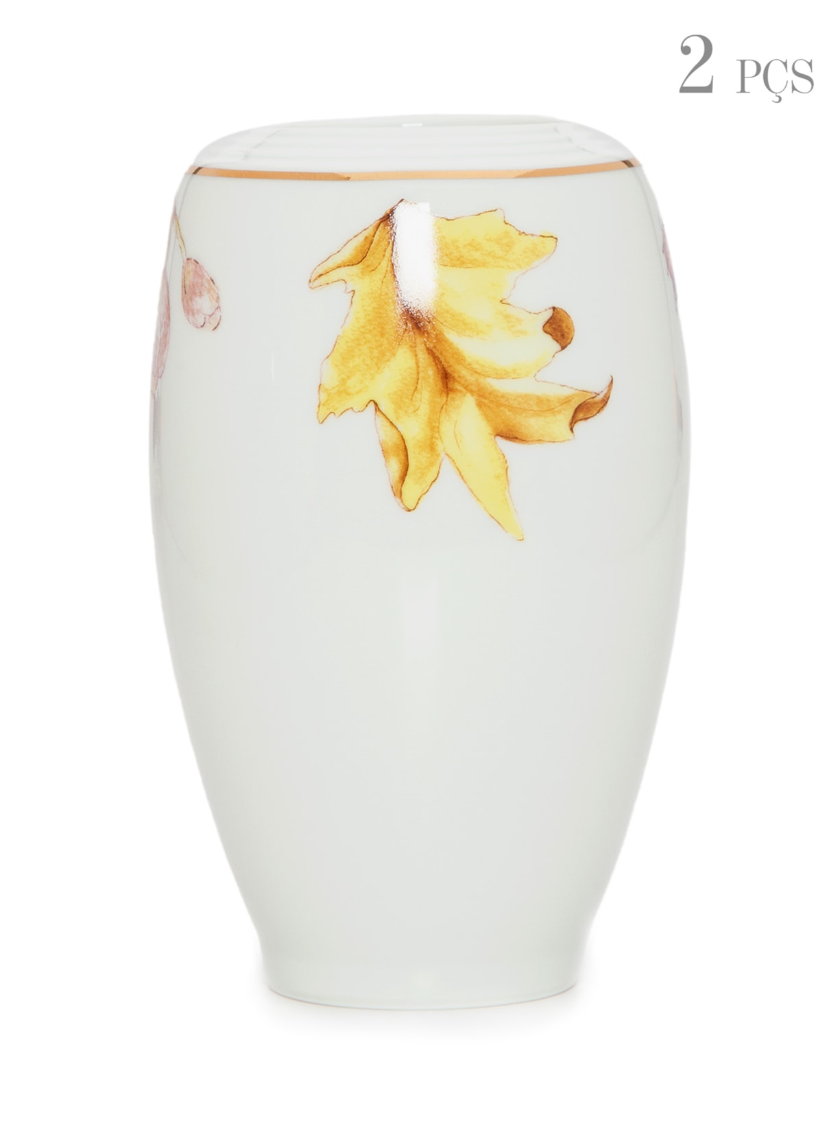 Set Vaso Campo Amarelo 2 Unid - Branco