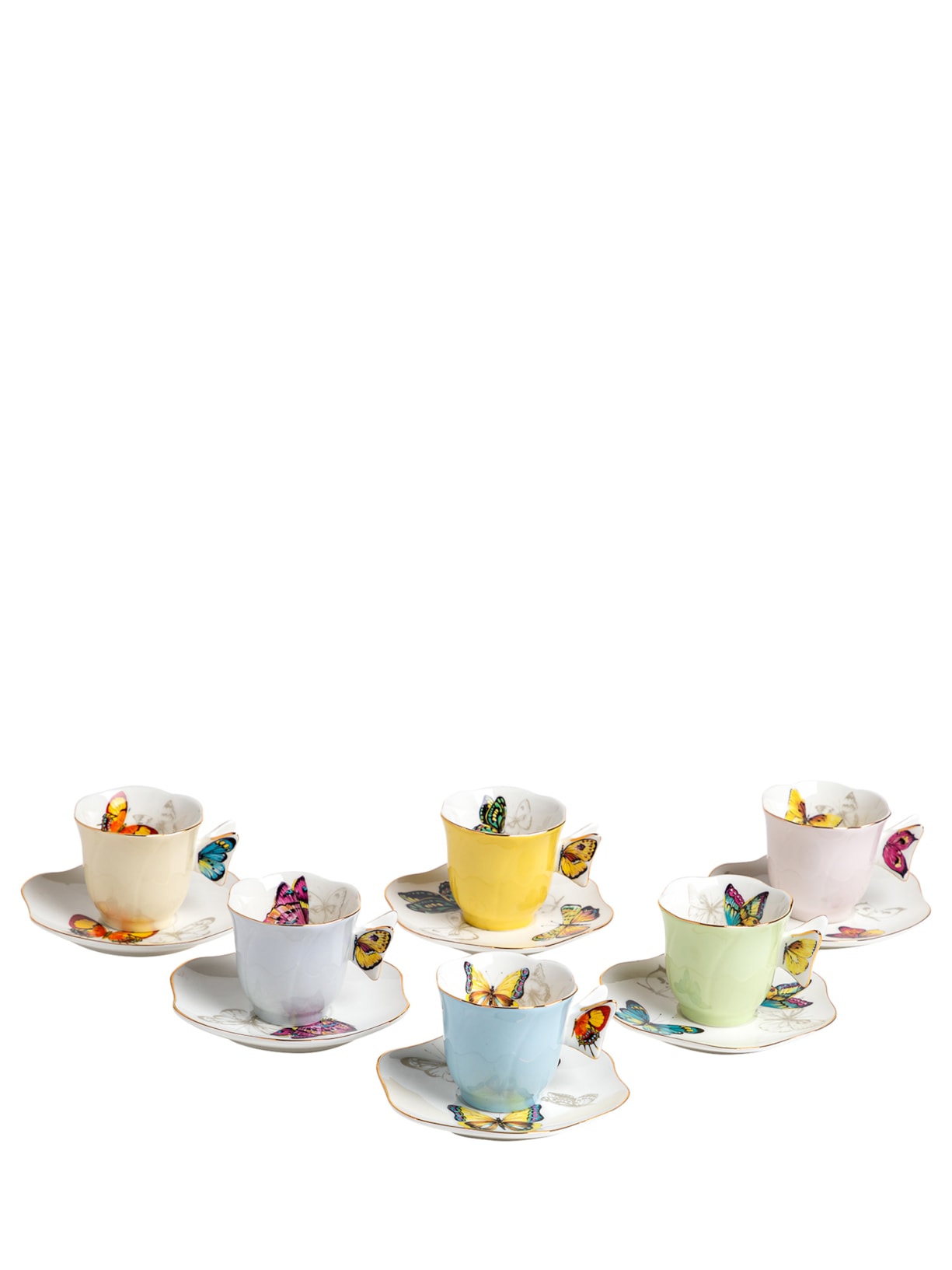 Set Xícara De Café Borboleta Ll 6pc