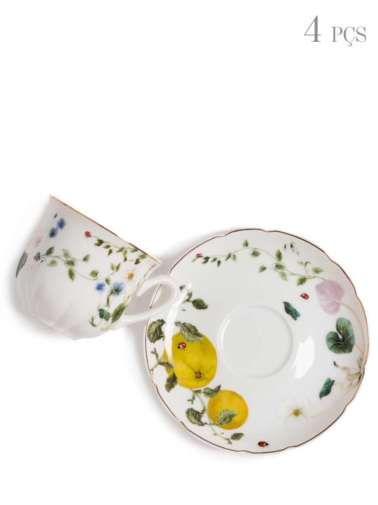 Set Xícara de Café e Pires Contos de Maio 4 Peças - Branco