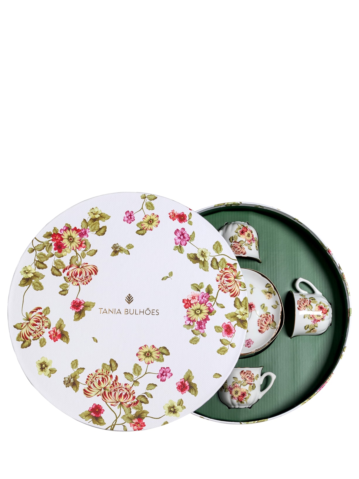 Set Xícara de Café + Pires Flor do Ocidente 4 Peças Branco Tania Bulhões