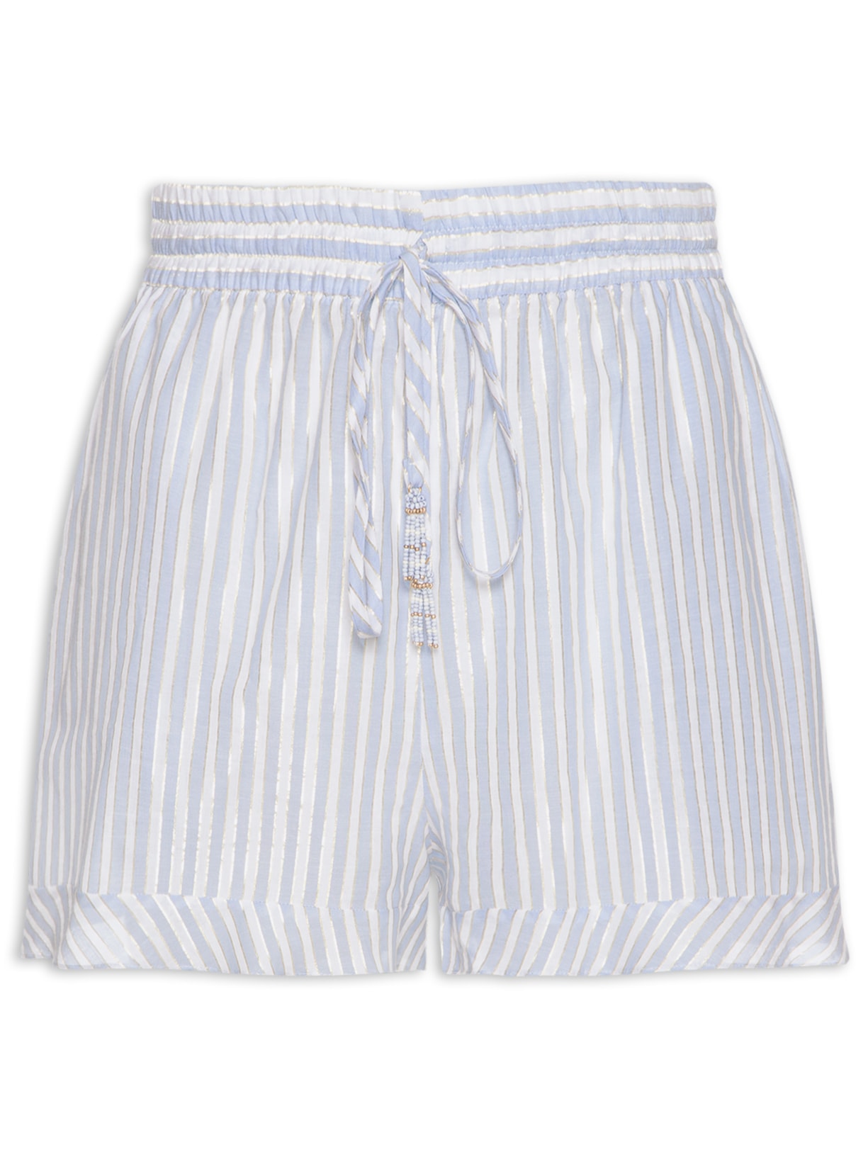 Short Algodão Listras Lurex Azul Dress To