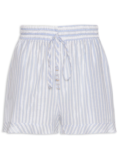 Short Algodão Listras Lurex - Azul
