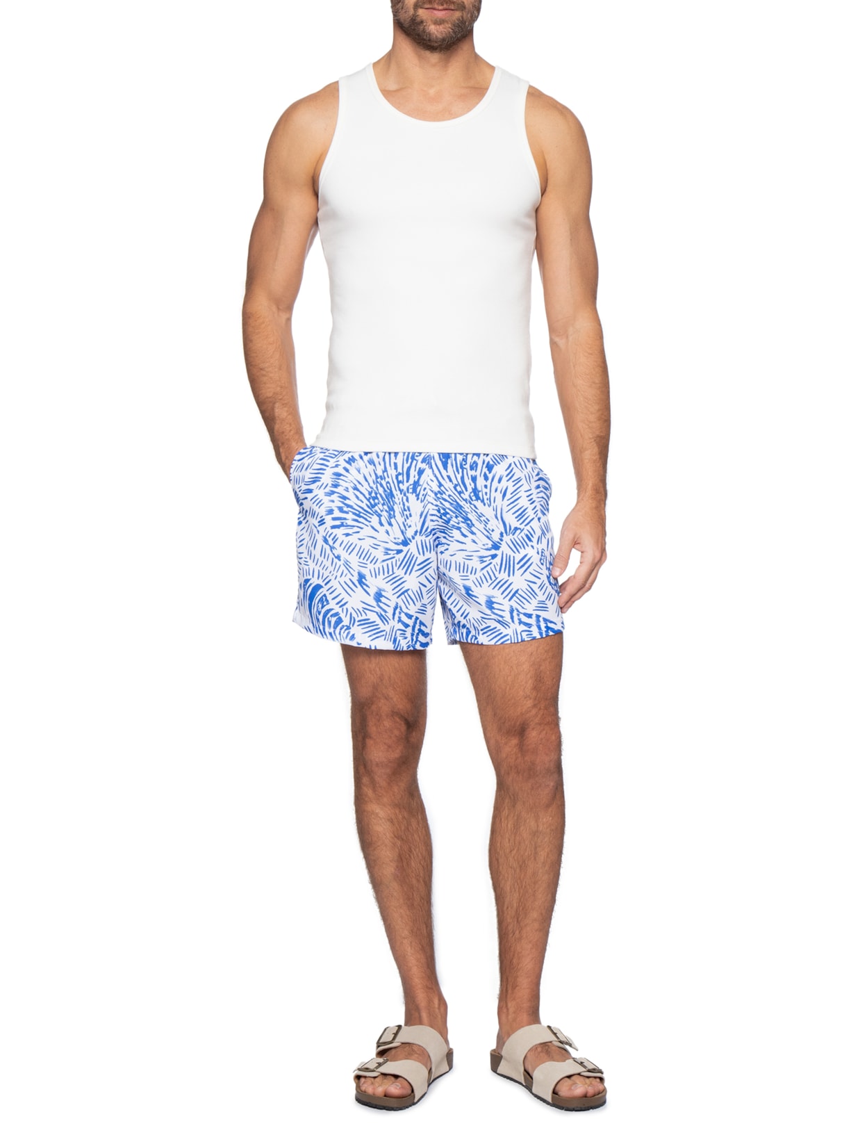 Short Beachwear Masculino Estampa Concha – Azul Basiq Men