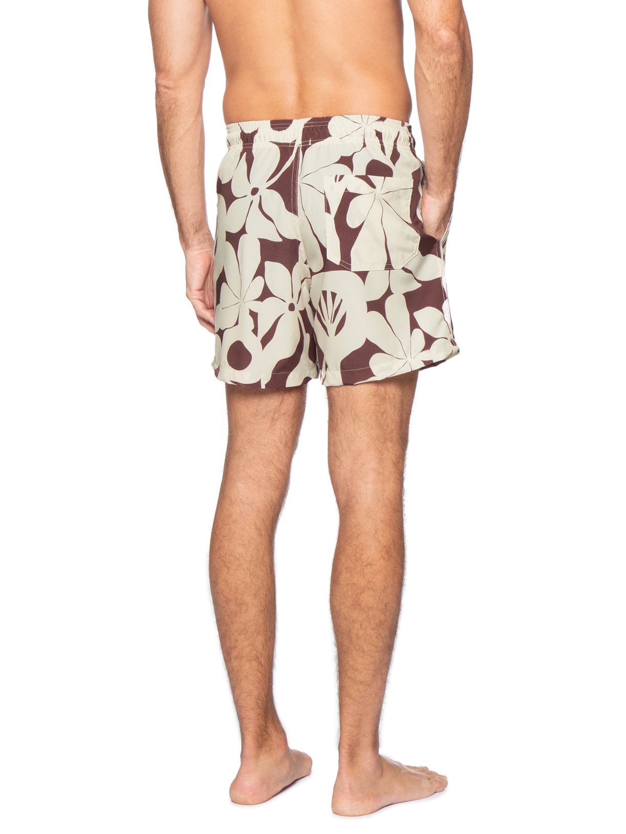 Short Beachwear Masculino Estampa Geométrica  Bege Basiq Men