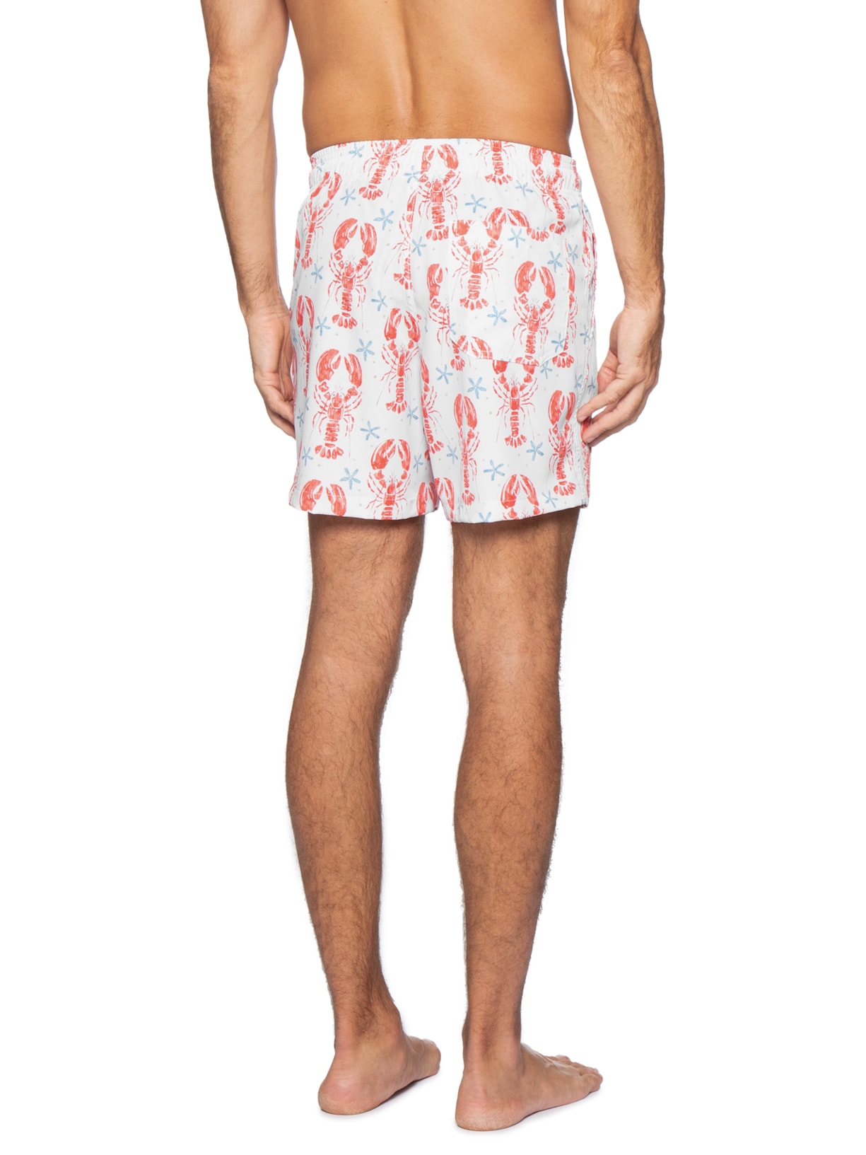 Short Beachwear Masculino Estampa Lagosta Branco Basiq Men
