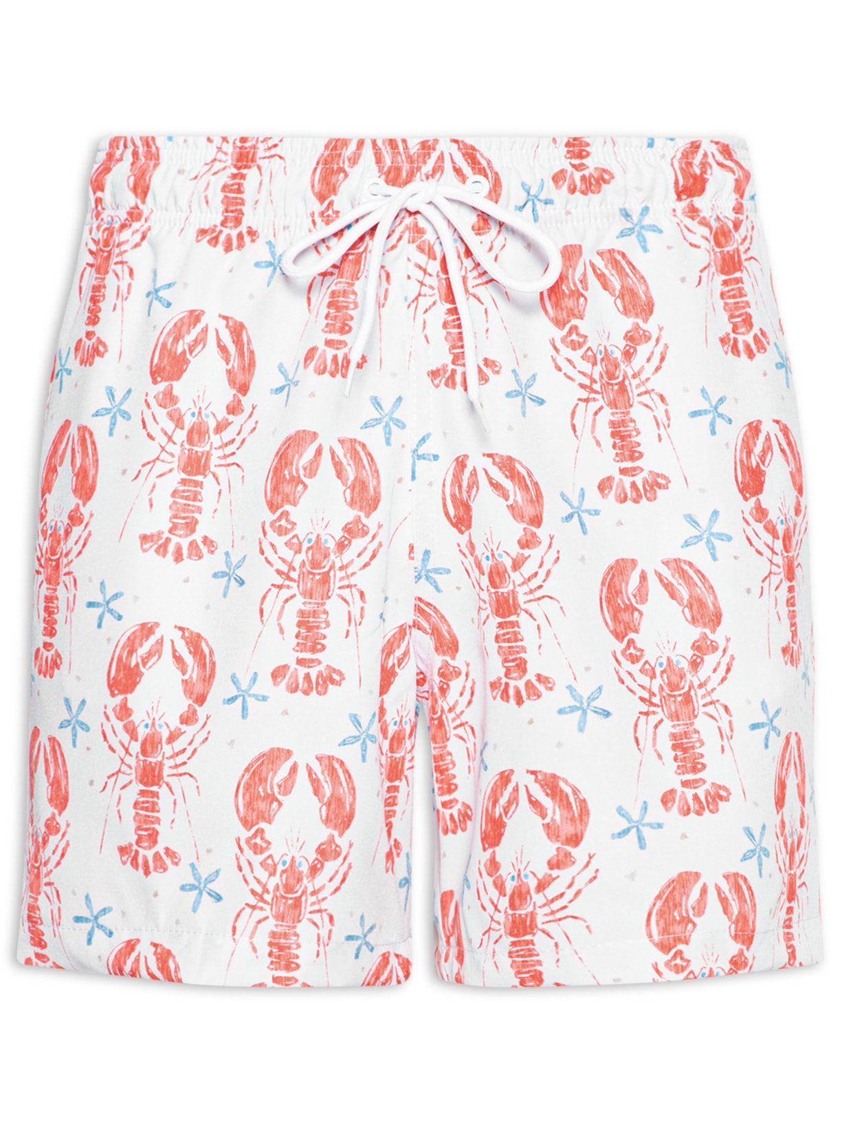 Short Beachwear Masculino Estampa Lagosta – Branco Basiq Men