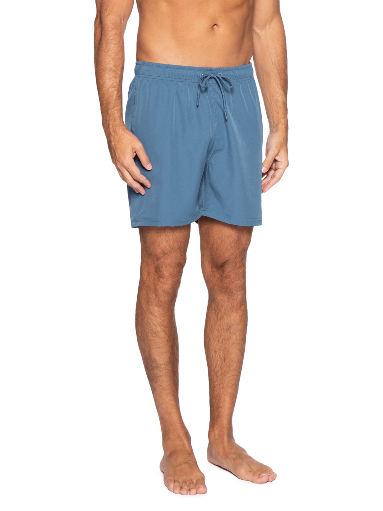 Short Beachwear Masculino Liso Azul Basiq Men