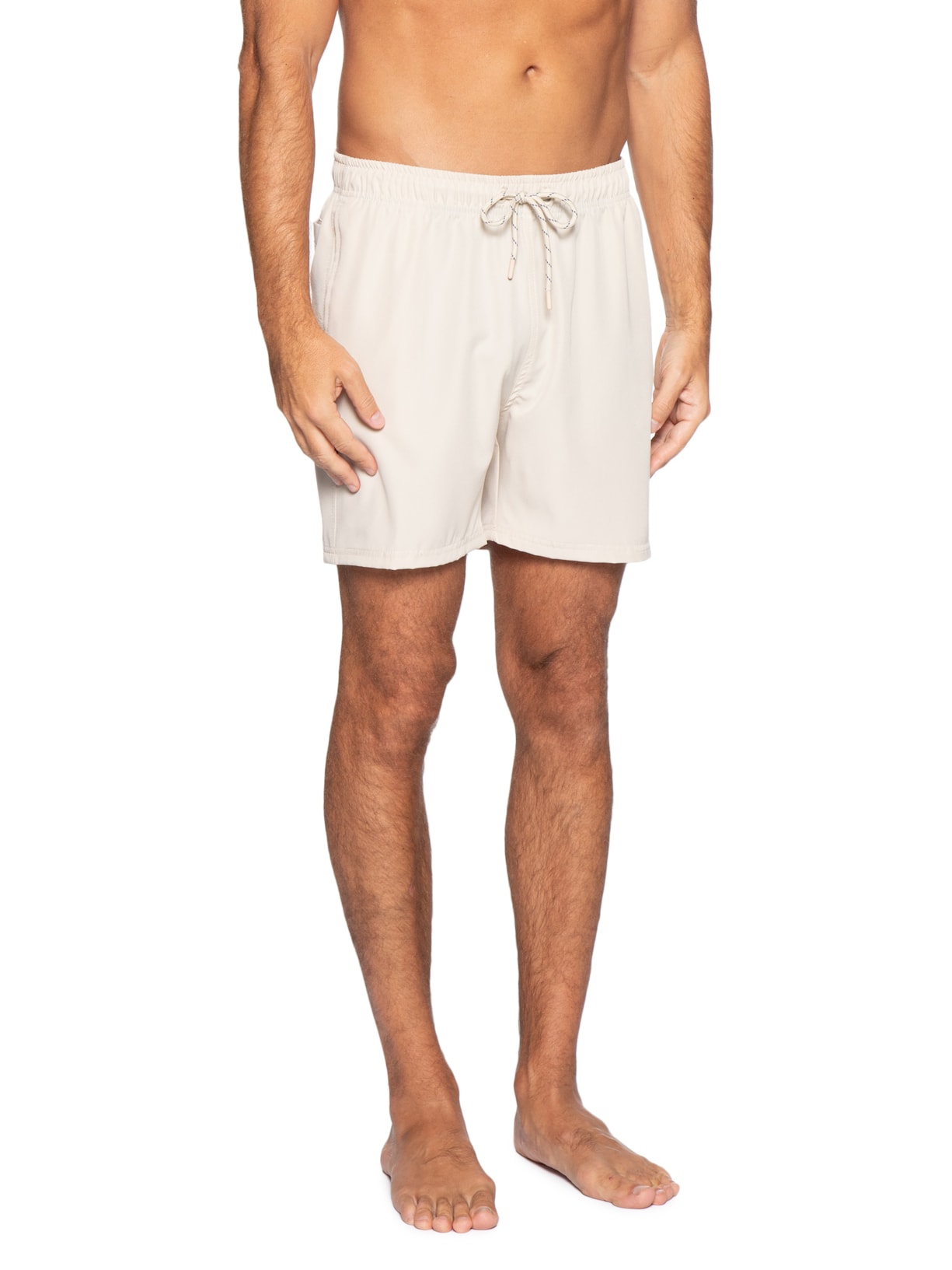 Short Beachwear Masculino Liso Bege Basiq Men