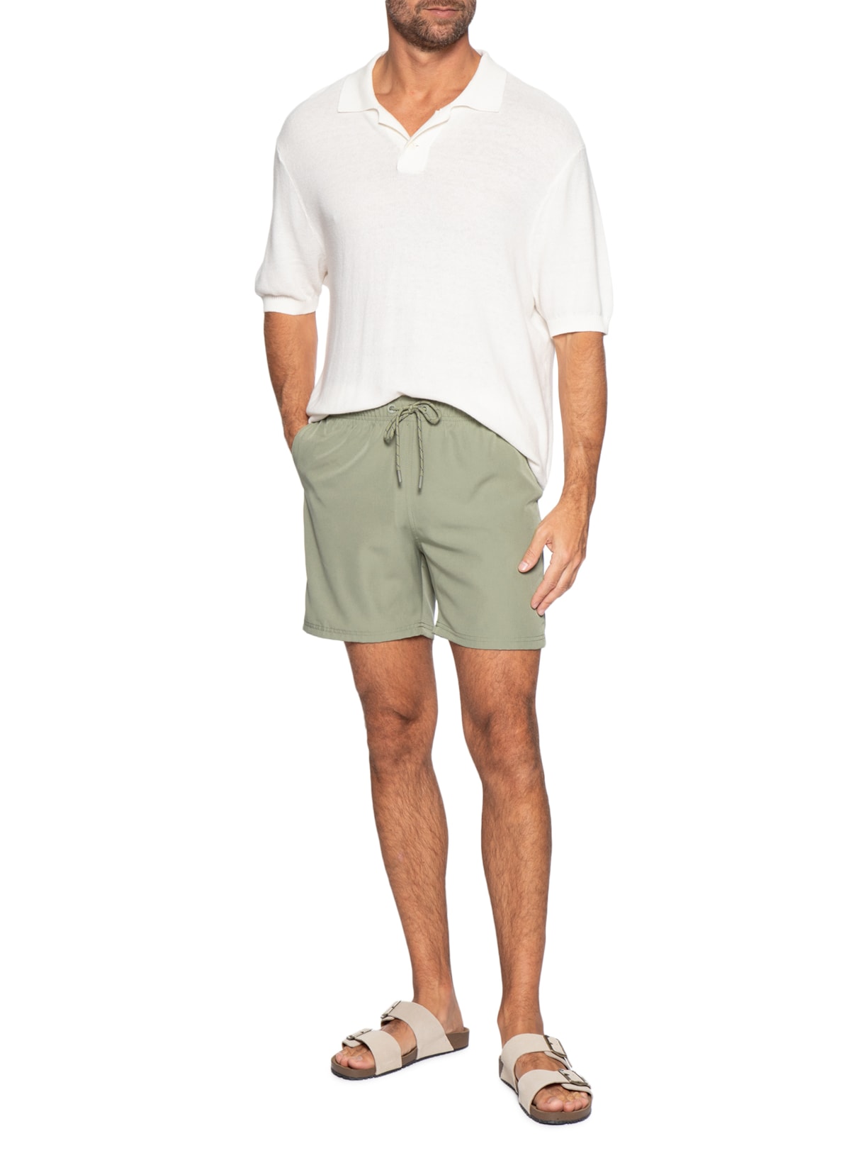 Short Beachwear Masculino Liso Verde Basiq Men