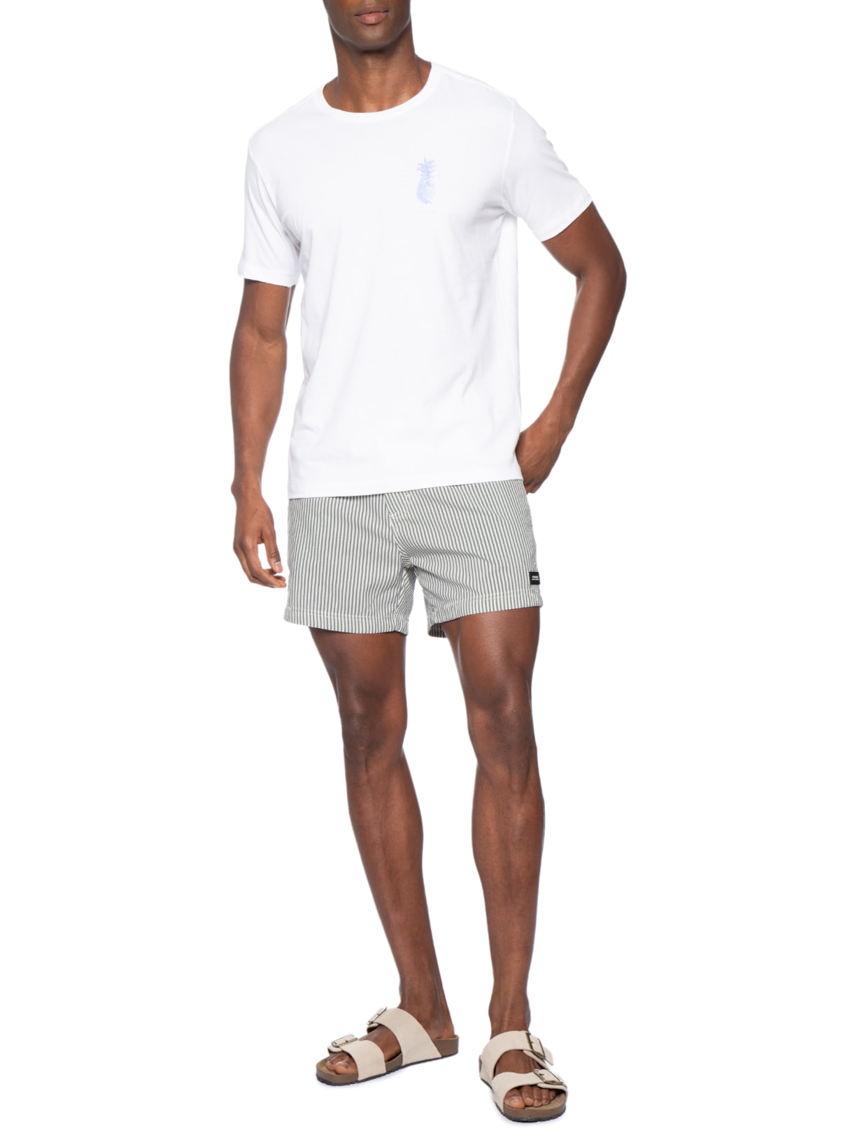 Short Beachwear Masculino Litoral Stripes Verde Osklen