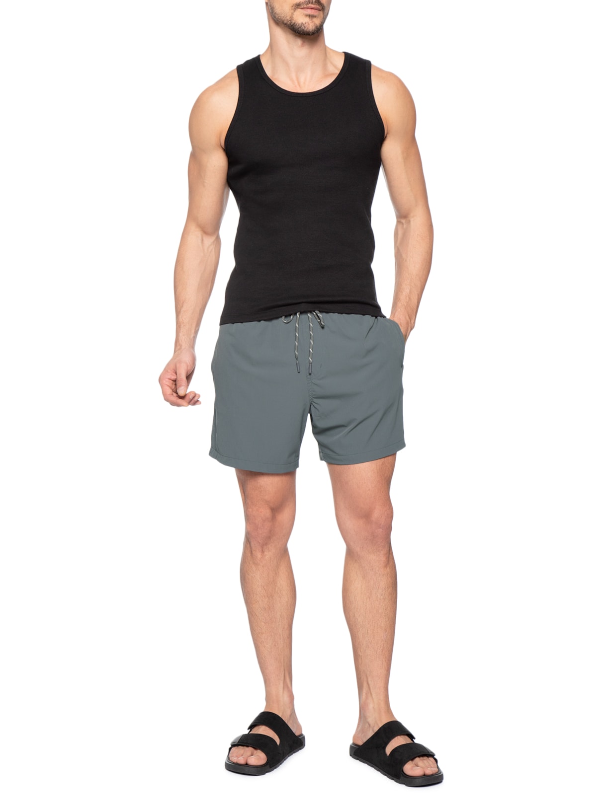 Short Beachwear Masculino Rip Stop UV Cinza Blueman
