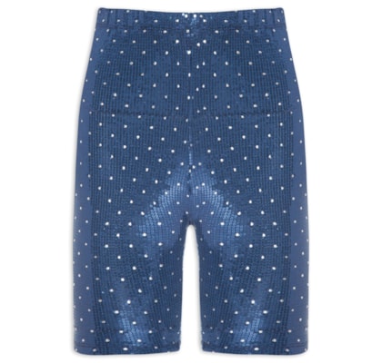 Short Biker Paetê Carnaval - Azul