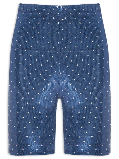 Short Biker Paetê Carnaval - Azul