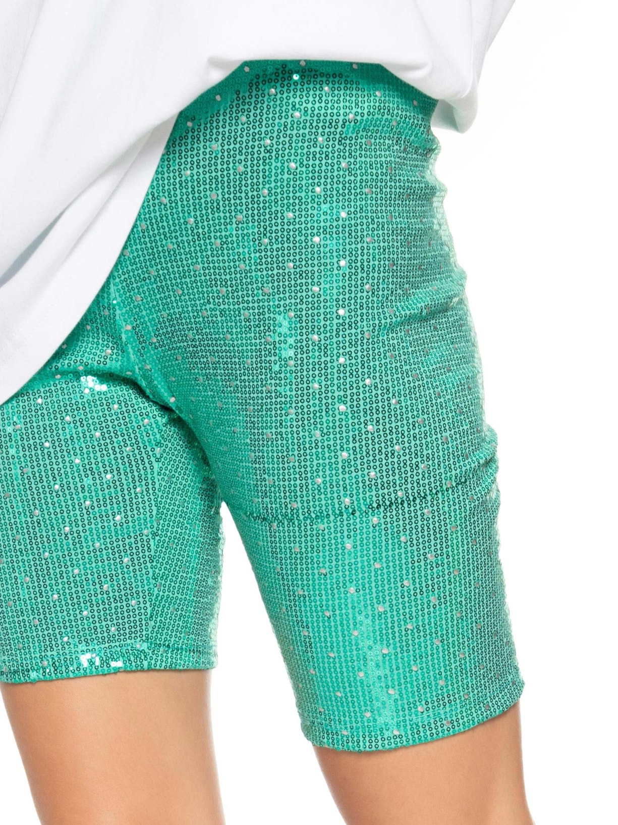 Short Biker Paetê Carnaval Verde Market 33