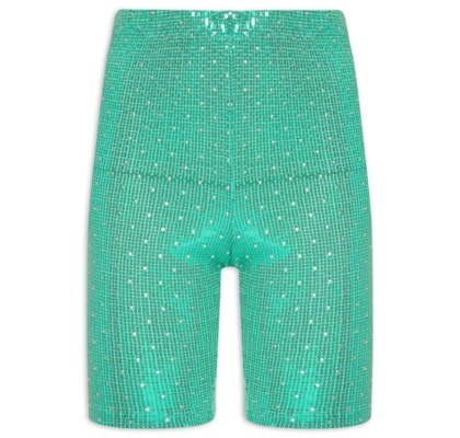 Short Biker Paetê Carnaval - Verde