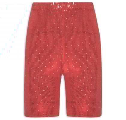 Short Biker Paetê Carnaval - Vermelho
