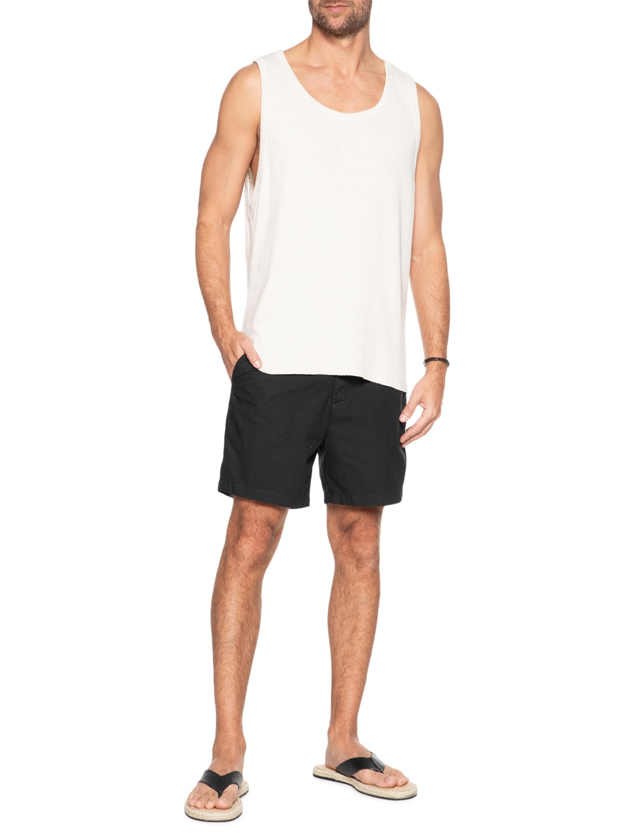 Short Casual De Linho Masculina Flow Preto Osklen