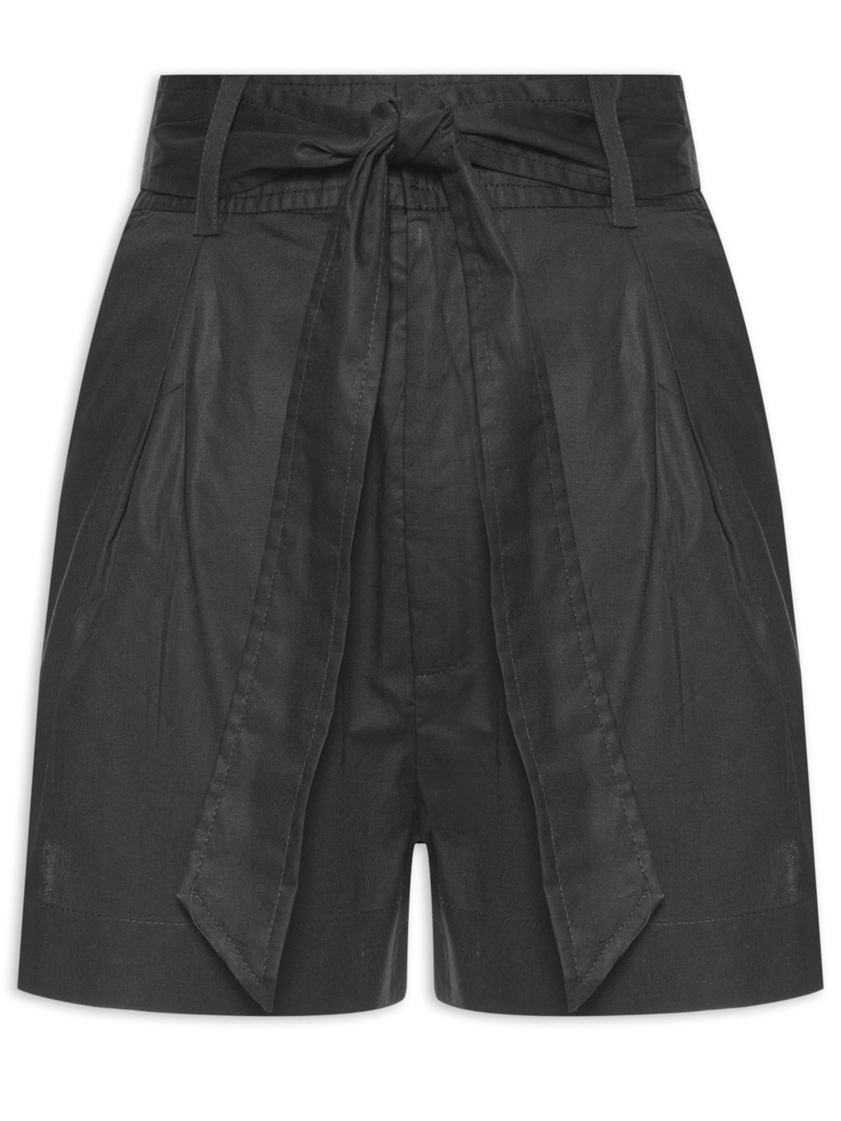 Short De Algodão Preto Detalhe Amarração Preto Animale