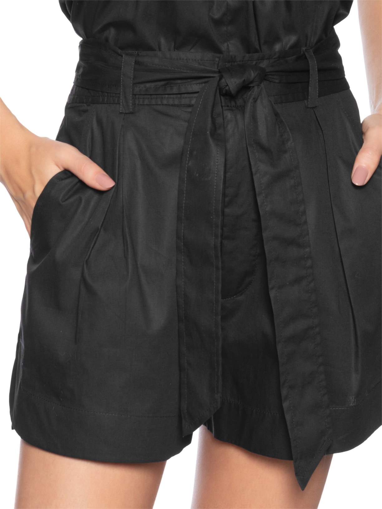 Short De Algodão Preto Detalhe Amarração Preto Animale