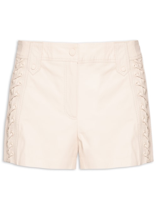 Short De Couro Curto Ilhoses - Bege