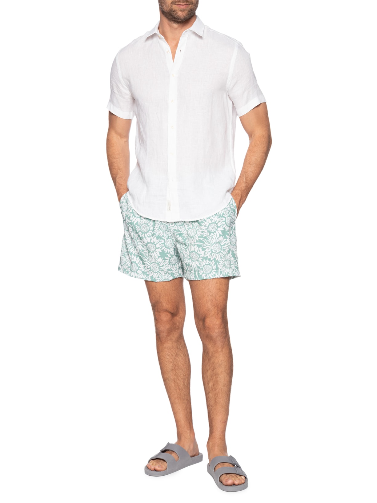 Short De Praia Masculino Girassol Verde Zapalla