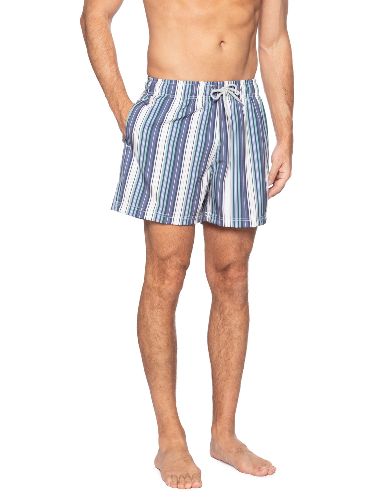 Short De Praia Masculino Listras Verde Zapalla