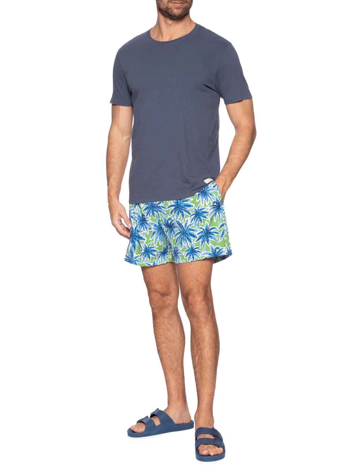 Short De Praia Masculino Palmeira Verde Zapalla
