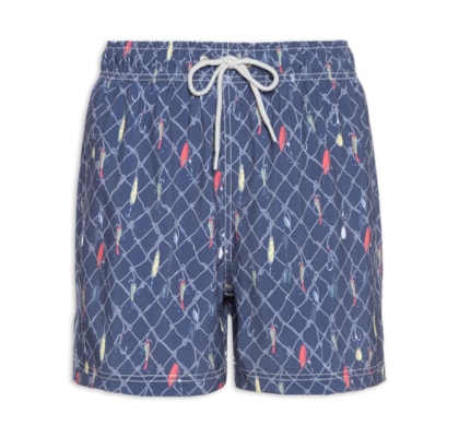 Short De Praia Masculino Rede - Azul