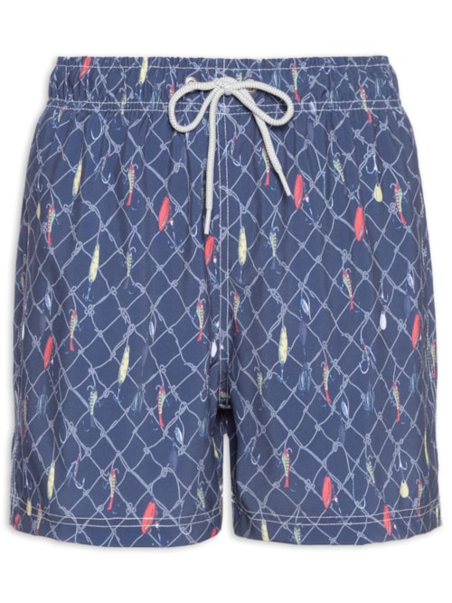 Short De Praia Masculino Rede - Azul