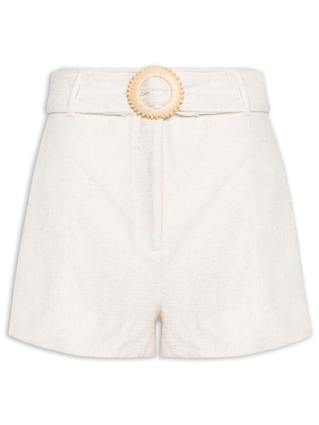 Short Feminina Fivela Tweed - Bege