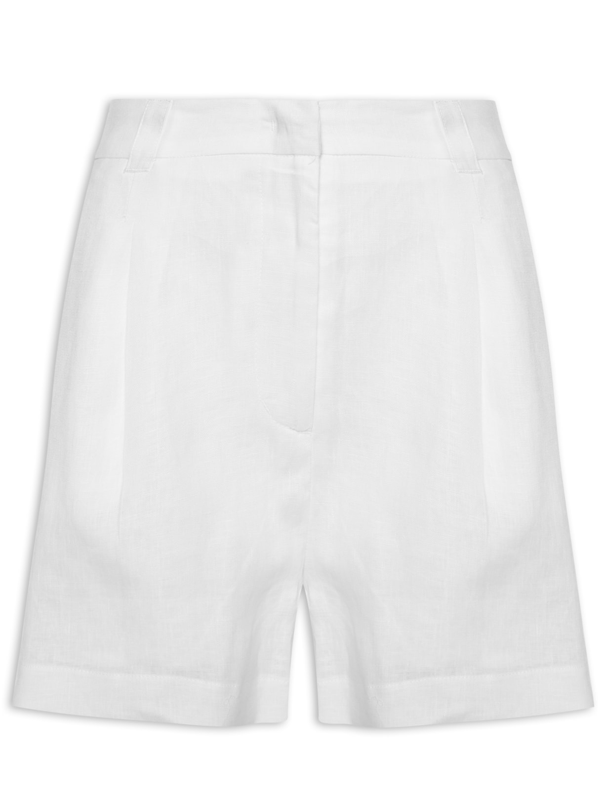 Short Feminino Alfaiatado De Linho - Branco