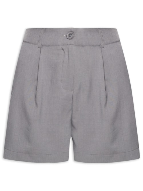 Short Feminino Alfaiataria Básico com Bolso - Cinza