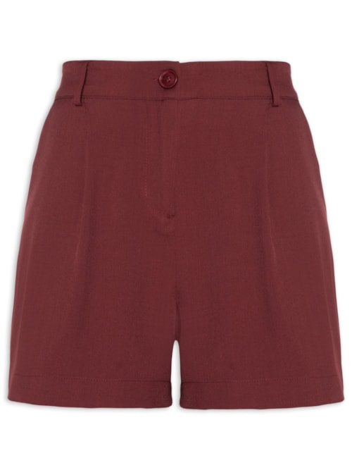 Short Feminino Alfaiataria Básico com Bolso - Vermelho