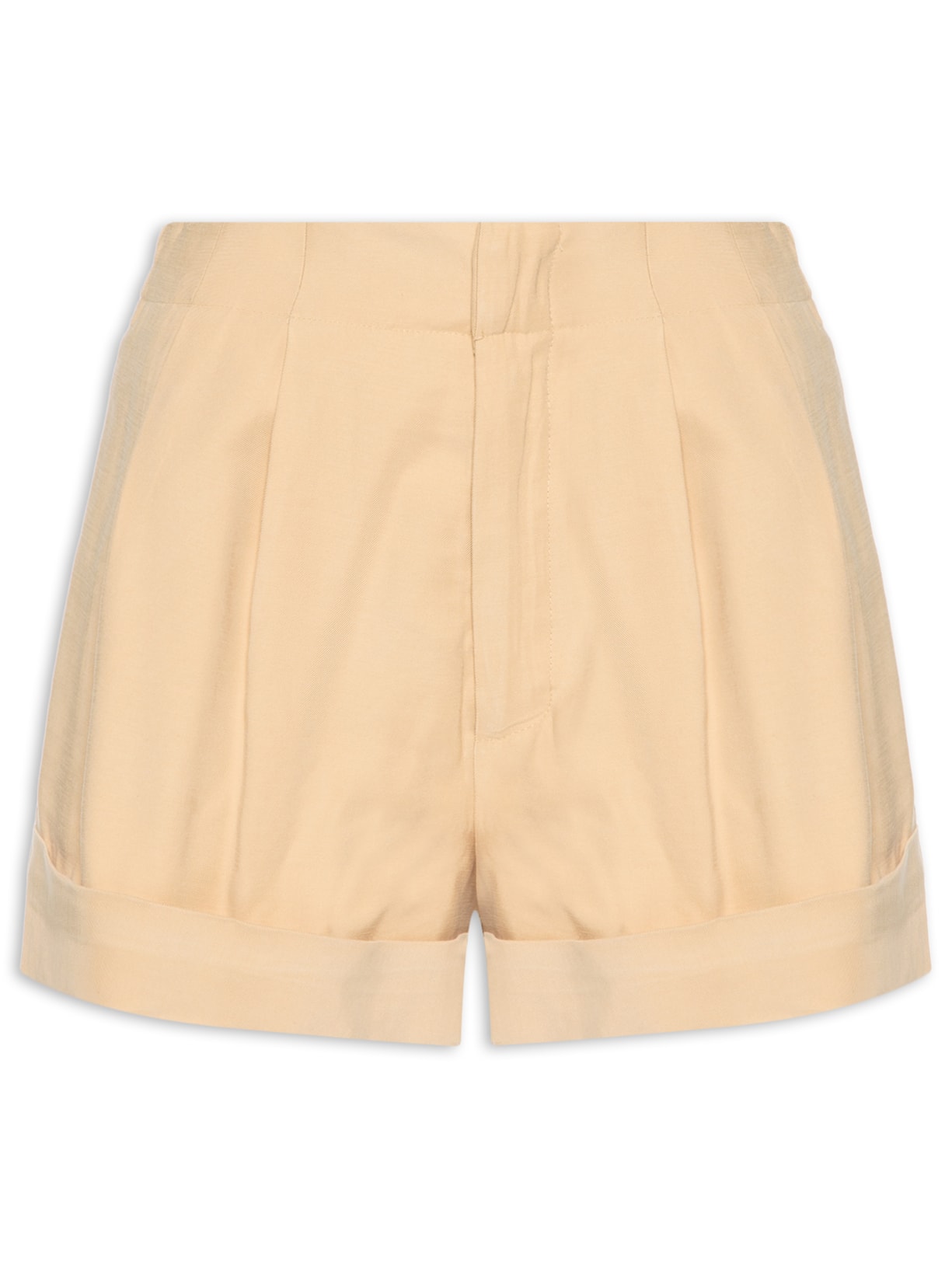 Short Feminino Alfaiataria Bolso - Bege