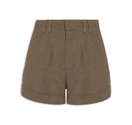 Short Feminino Alfaiataria Bolso Frontal - Marrom