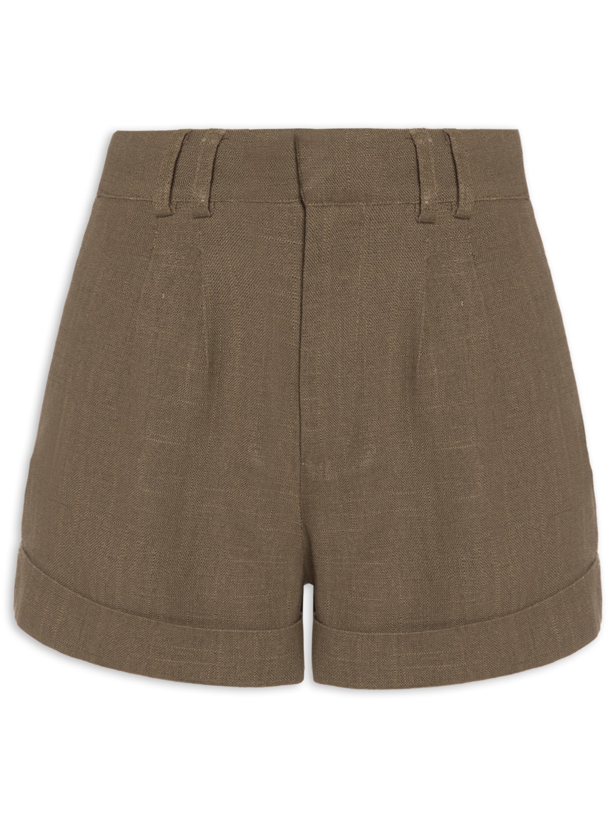 Short Feminino Alfaiataria Bolso Frontal - Marrom