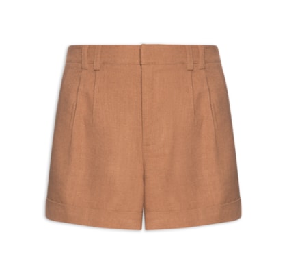 Short Feminino Alfaiataria Bolso Frontal - Marrom