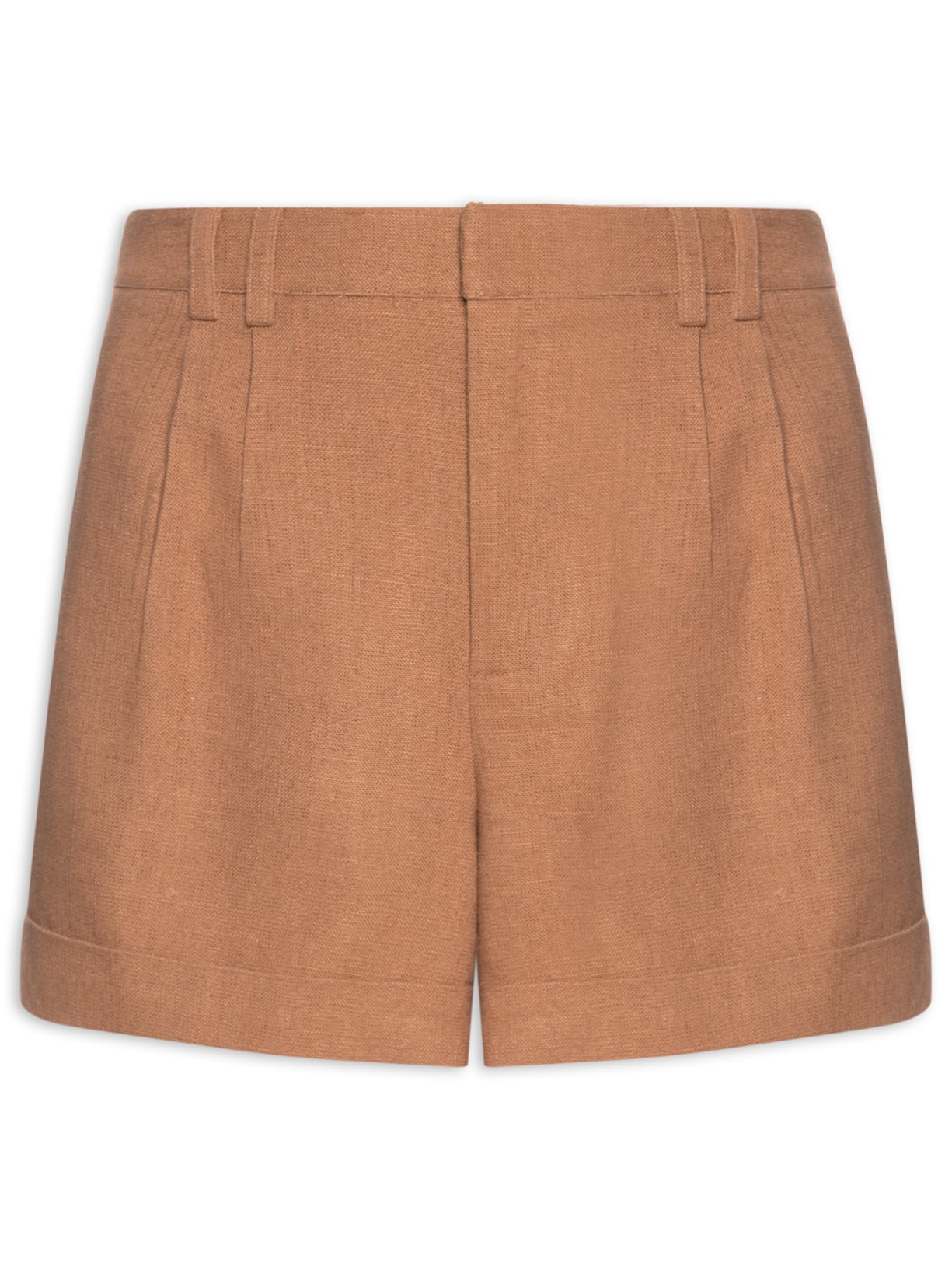 Short Feminino Alfaiataria Bolso Frontal - Marrom