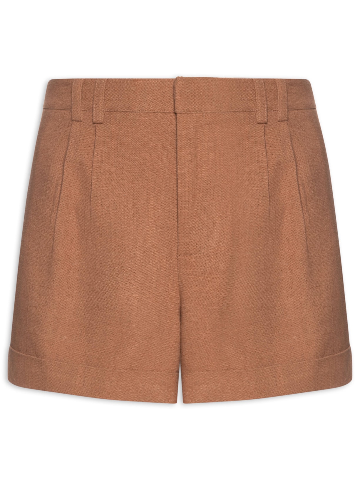 Short Feminino Alfaiataria Bolso Frontal Marrom Maria Filó